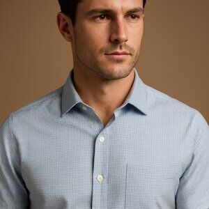 Peter Millar Blue Micro-Geo Print Button-Down Shirt – Size Large